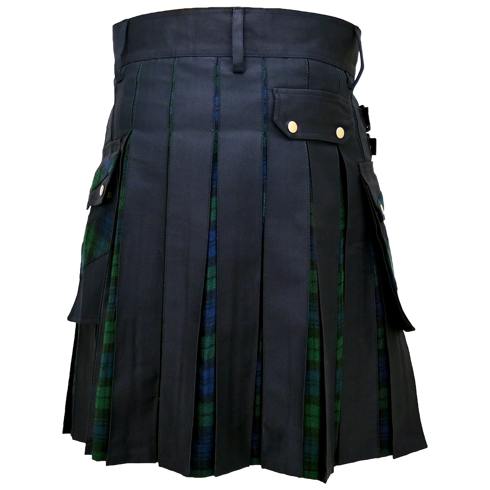 Traditional Scotland Hybrid Tartan Black Watch Cross Stripes Kilt Highlander