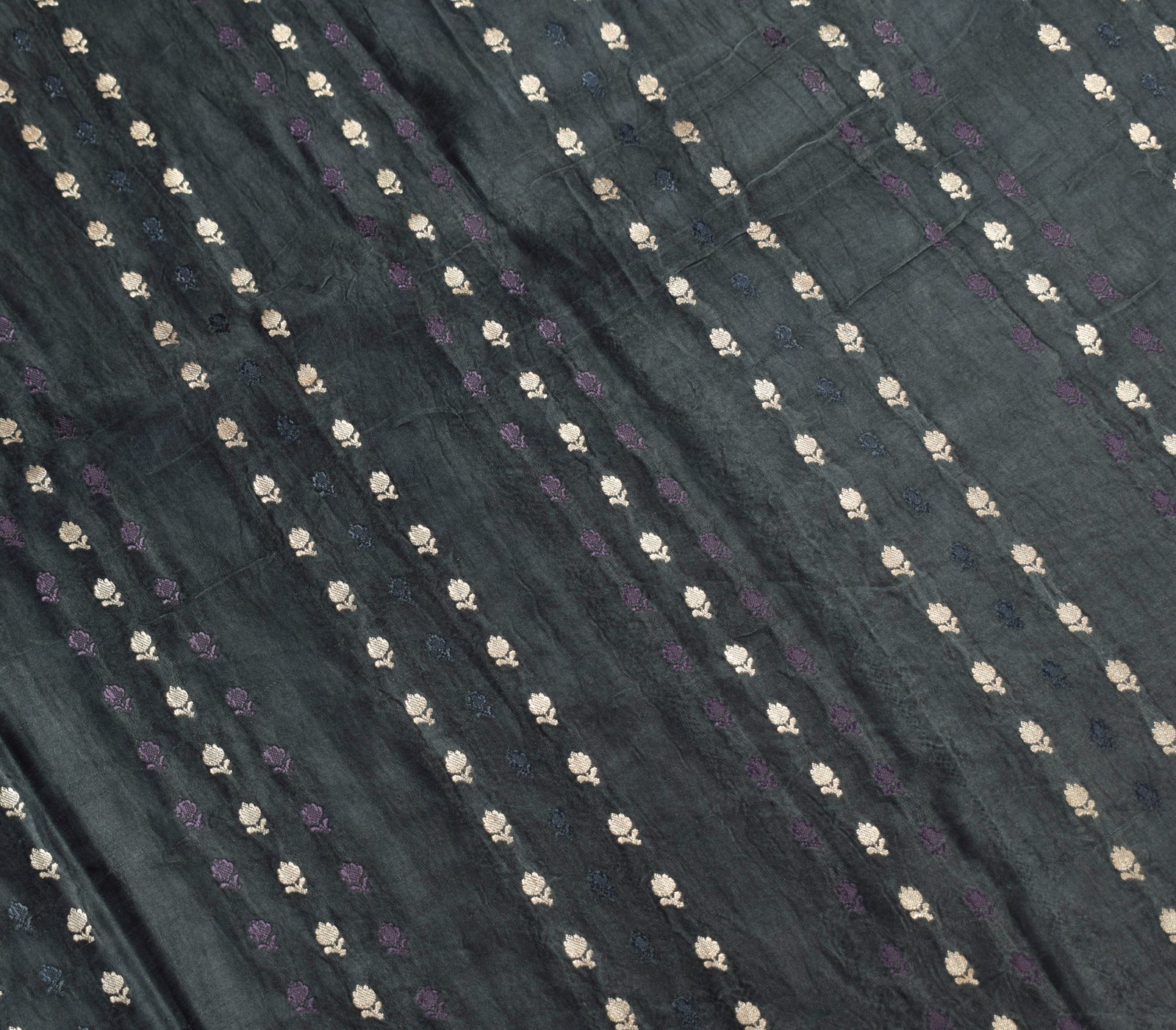 Sushila Vintage Heavy Saree Pure Satin Silk Banarasi Brocade Premium Black Sari