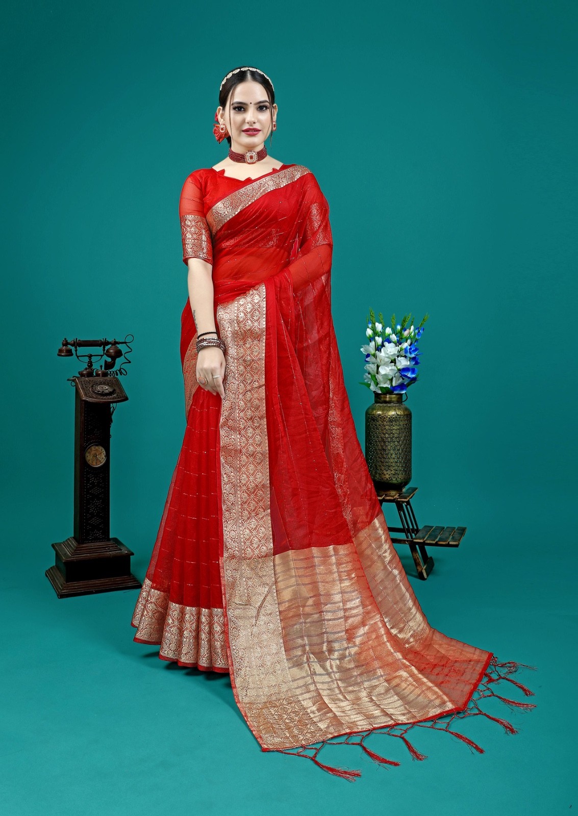 Designer Sari Bollywood Bridal Silk Saree Blouse South Indian Ethnic Ready made