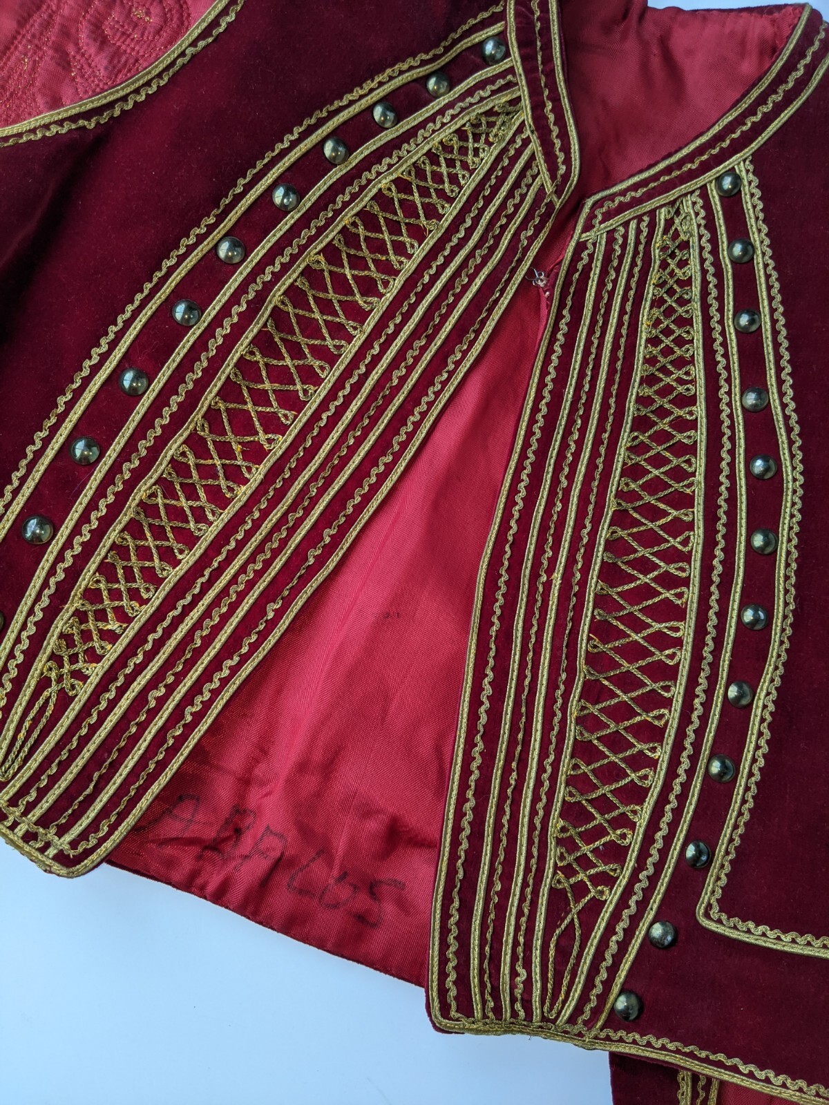 Efe Zeybek Turkish Cepken Traditional Vest Ottoman Red Velvet Gold Embroidery