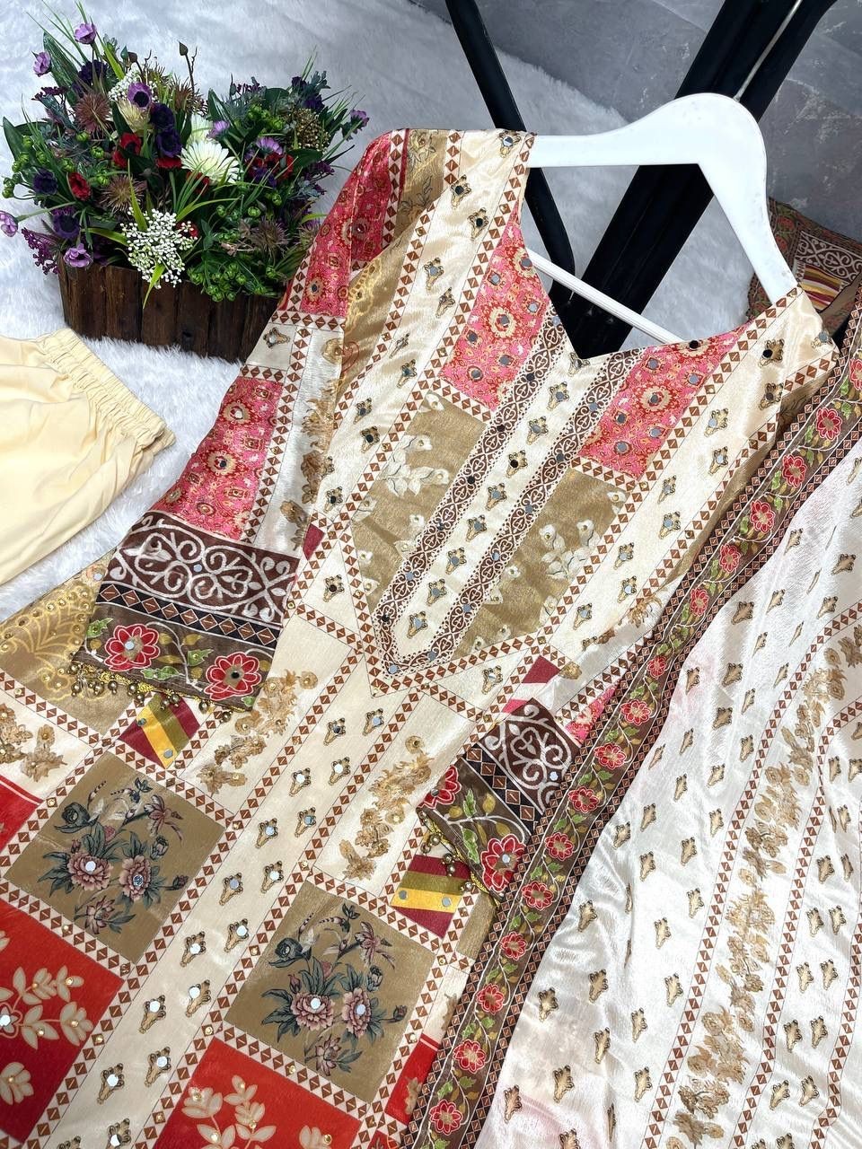 Indian Designer Beautiful Kurti Pant Set Bollywood Wear Salwar Kameez Suit Set
