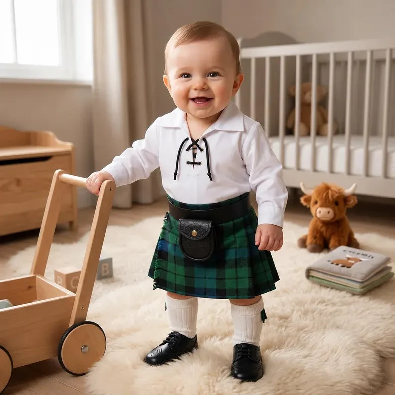 Handmade Scottish Tartan Kilt for Kids – Toddler Highland Plaid Kilt –Baby Skirt