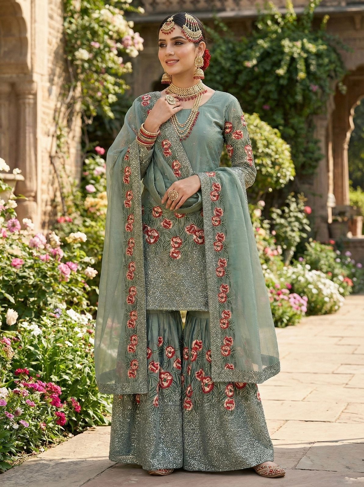 Pure Fandy Silk Pakistani Salwar Kameez Indian Party Wear Sharara Suit Eid Dress