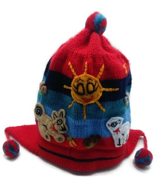 Handmade Chullo for kids – Peruvian Warmer hat for Winter knitting in Woll