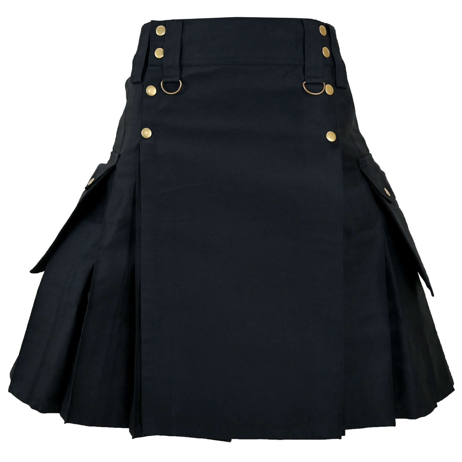 Utility Cargo Kilt Black with 6 Pockets Scottish Kilt Highlander Outfit Trendy