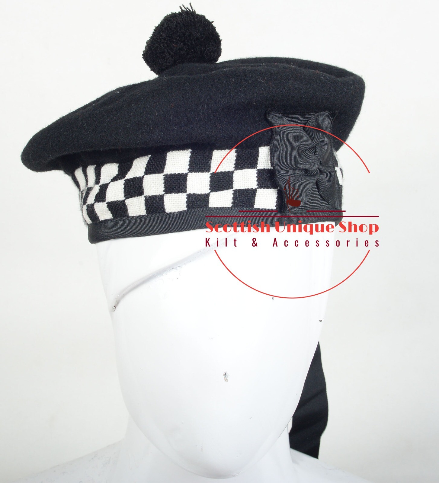 Scottish Balmoral Diced Bonnet Hat – KILT Cap – 100% Wool British Military Cap