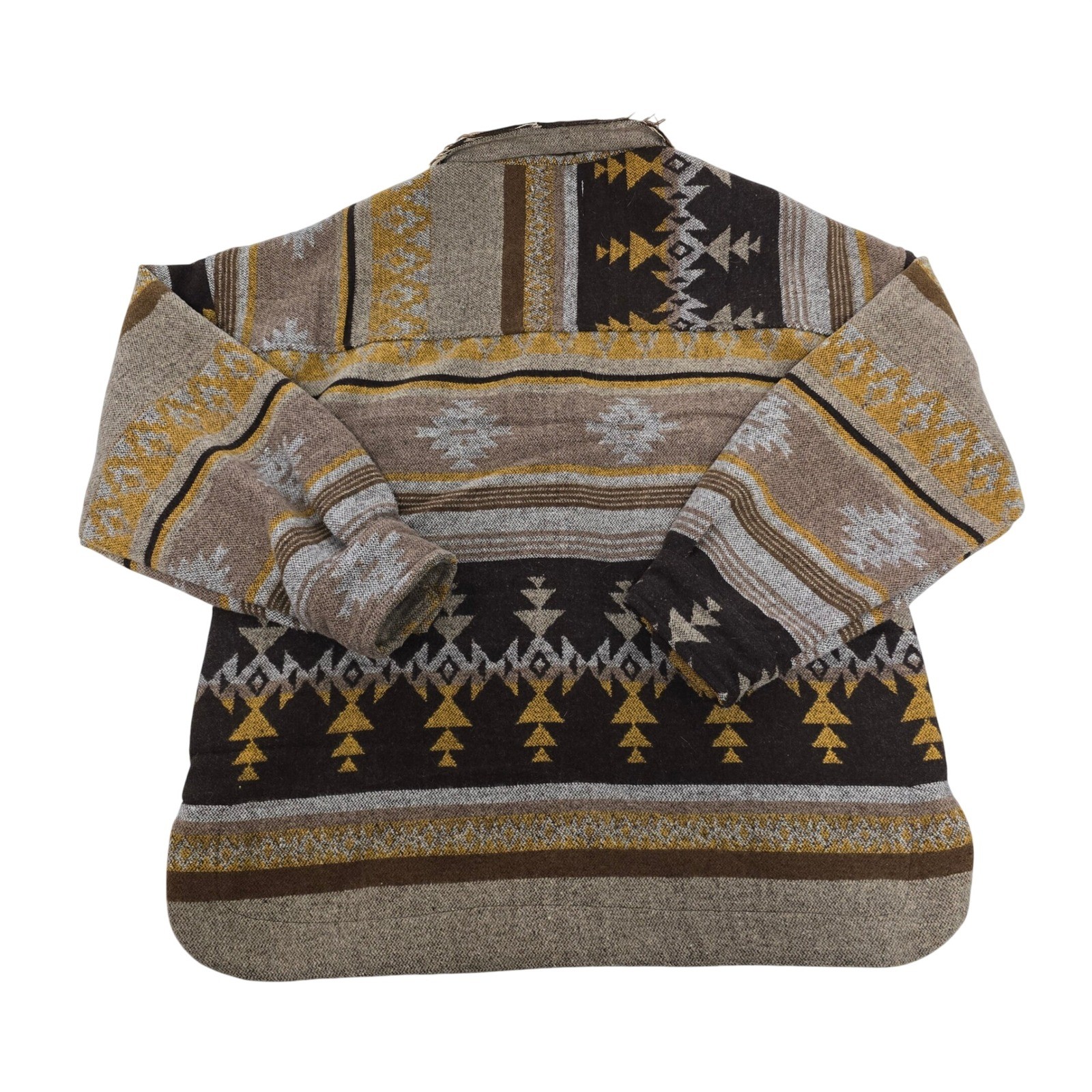Newin Aztec Tribal Print Shacket Shirt Jacket Brown Yellow Size M