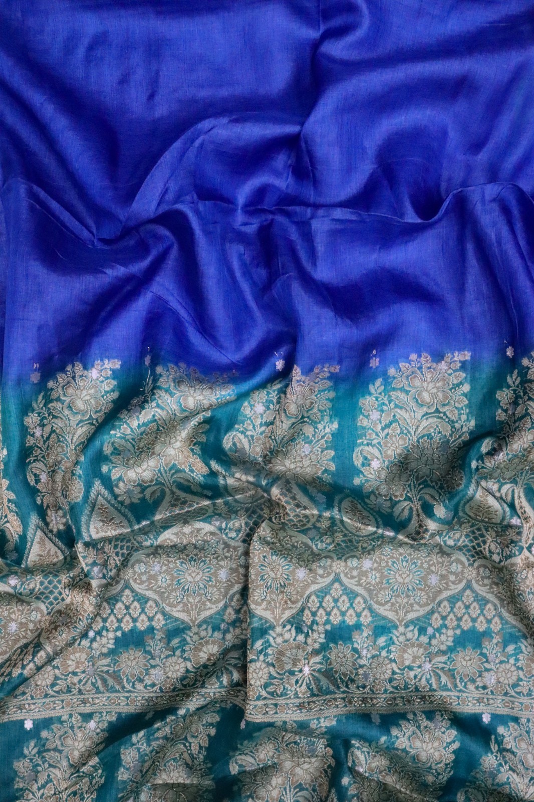Vintage Tussar Silk Saree, Upcycled Printed Tussah Silk DIY Fabric TS1163