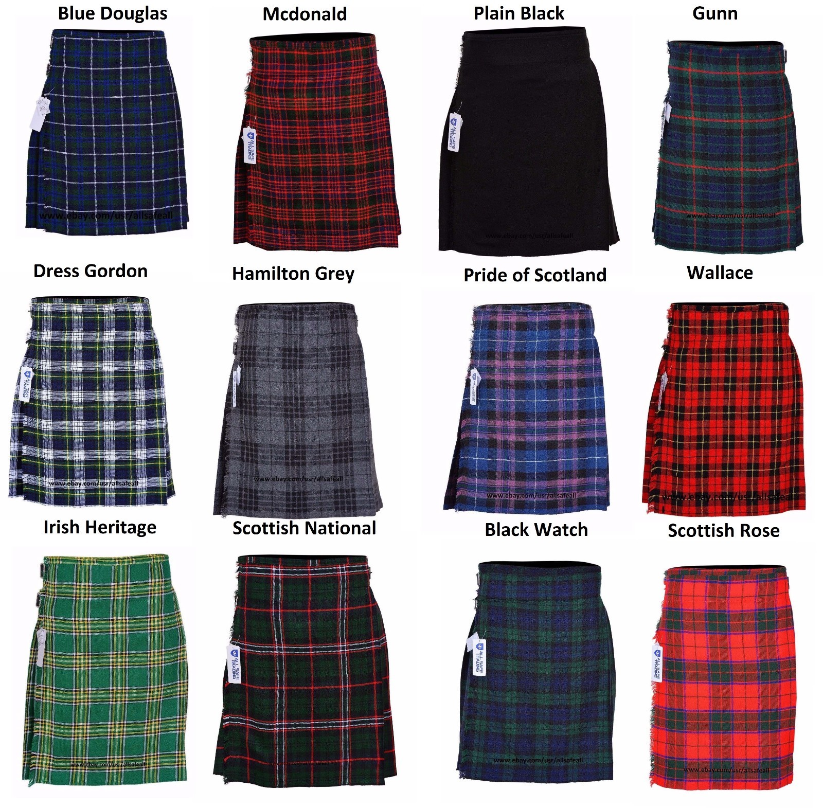 Men’s 5 Yard Scottish Kilts Tartan Kilt 13 Oz Highland Casual Kilt 21 Tartans