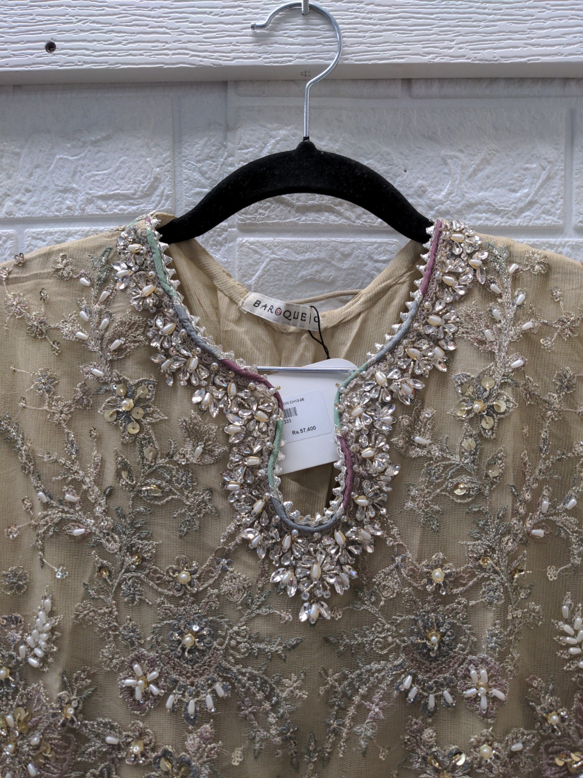 New BAROQUE Embroidered Chiffon Pakistani Wedding Dress Sz Custom Size