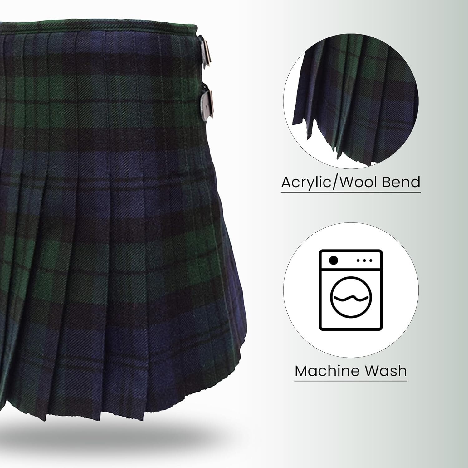 Claymore Imports Clan Black Watch Tartan Kilt for Kids, 100% Acrylic Tartan Kilt