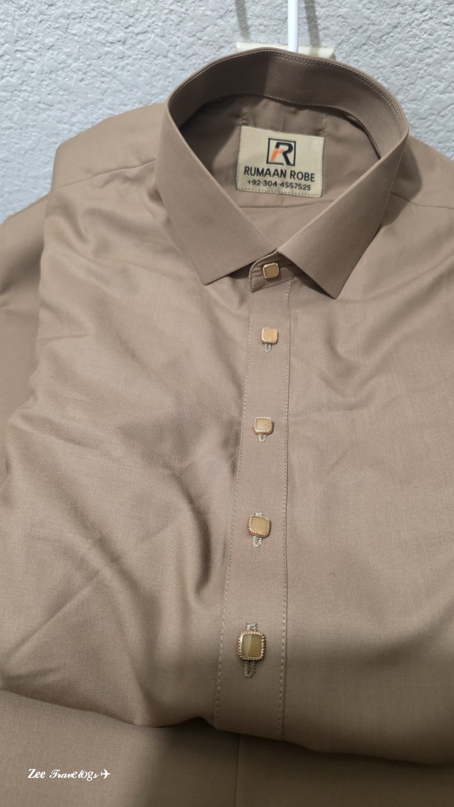 PAKISTANI MEN’S KHAKI CUSTOM TAYLOR STICHED SHALWAR KAMEEZ WAISTCOAT SET MEDIUM