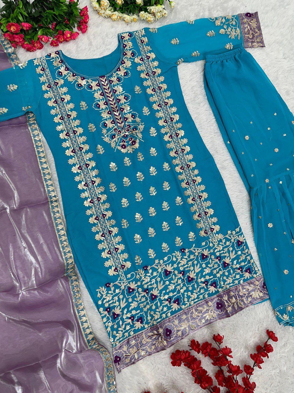 WEDDING SHARARA GHARARA PLAZZO SUIT SEQUENCE READYMADE PUNJABI PLAZZO SUIT