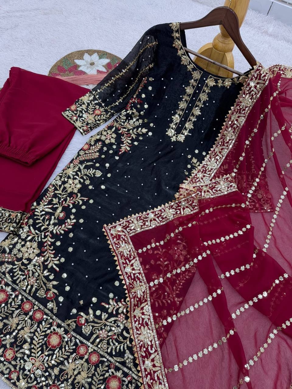 Heavy Reception Wear Heavy Fancy Micro Silk Salwar Kameez With Dupatta For Women