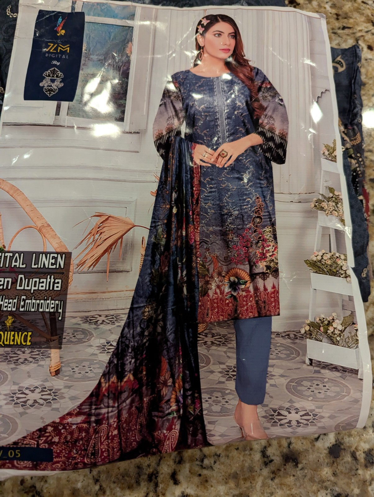 Womens Traditional Indian Pakistan Kurta Set with Dupatta Lavender size XL