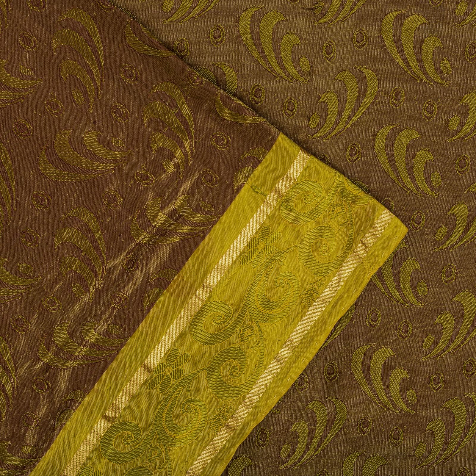 Sanskriti Vintage Saree Green Pure Silk Woven Wedding Sari 5+Yard Craft Fabric