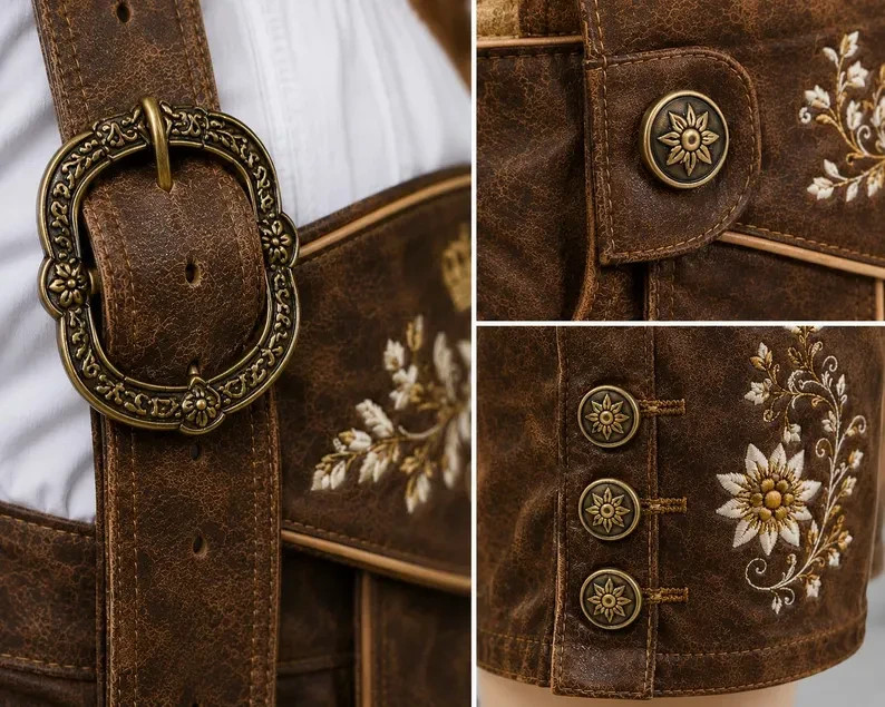 Lederhosen Shorts for Couples, Custom Traditional German Leather Trachten