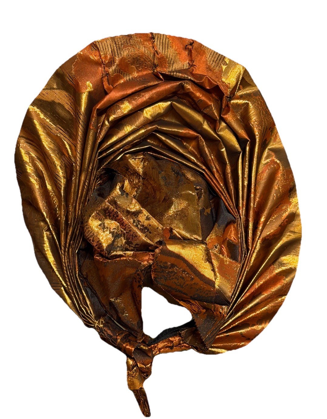 Beautiful Damask African Headtie Auto Gele, Multicolored Orange Base headwear