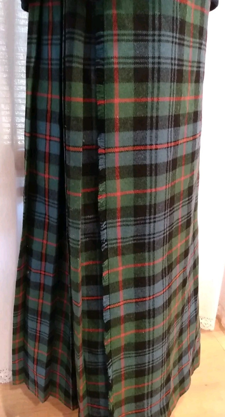 LOT Ladies XS Scottish Kilt Outfit Blazer Jacket Set Wool Velvet Red Green Skirt