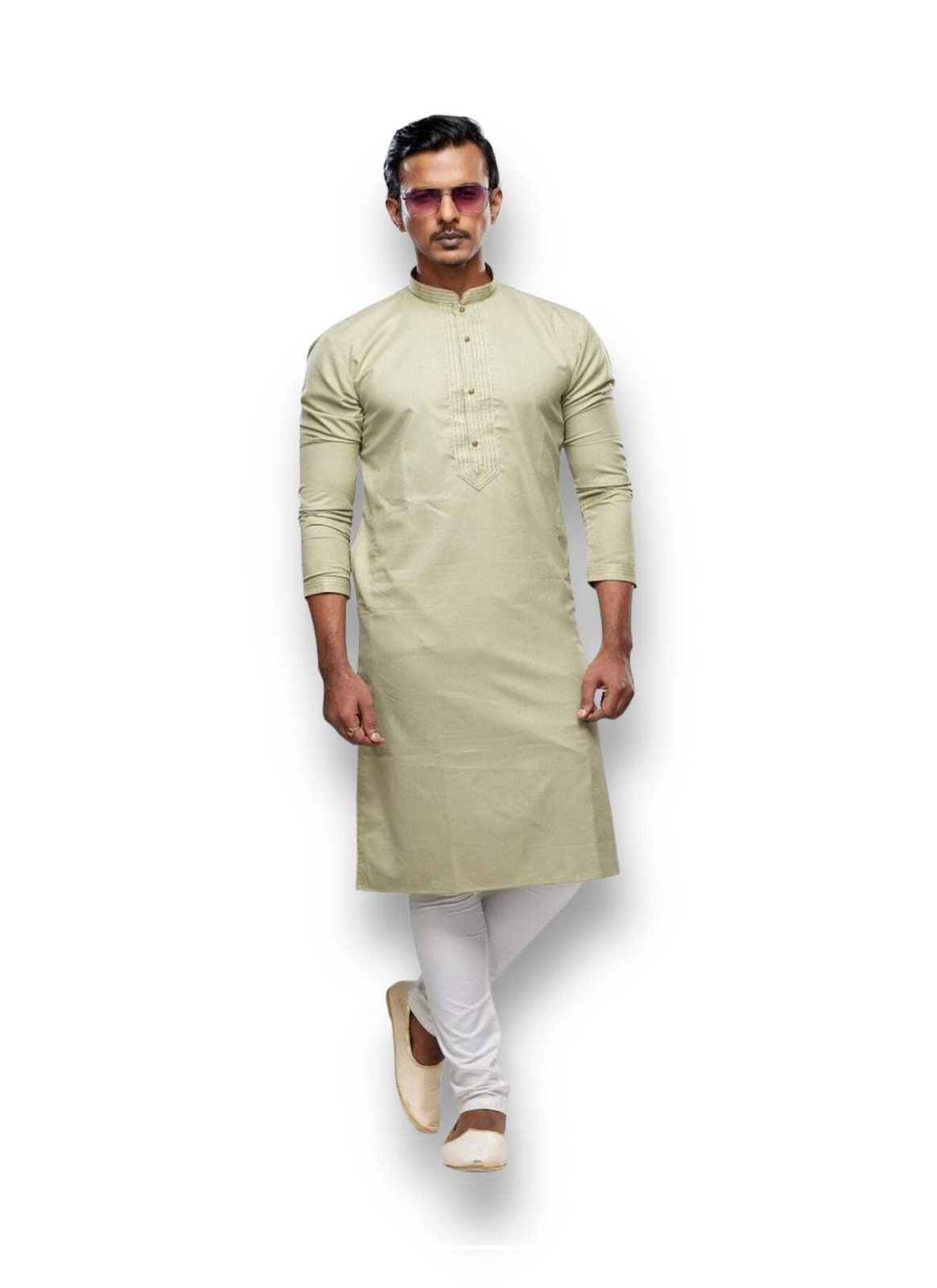 Pista Color Soft Plain Art Silk Kurta Pajama- Traditional Ethnic Wear for Mens-