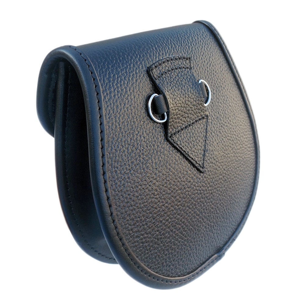 Scottish Sporran Kilt bag Chain Belt Embossed Top Quality Leather Black