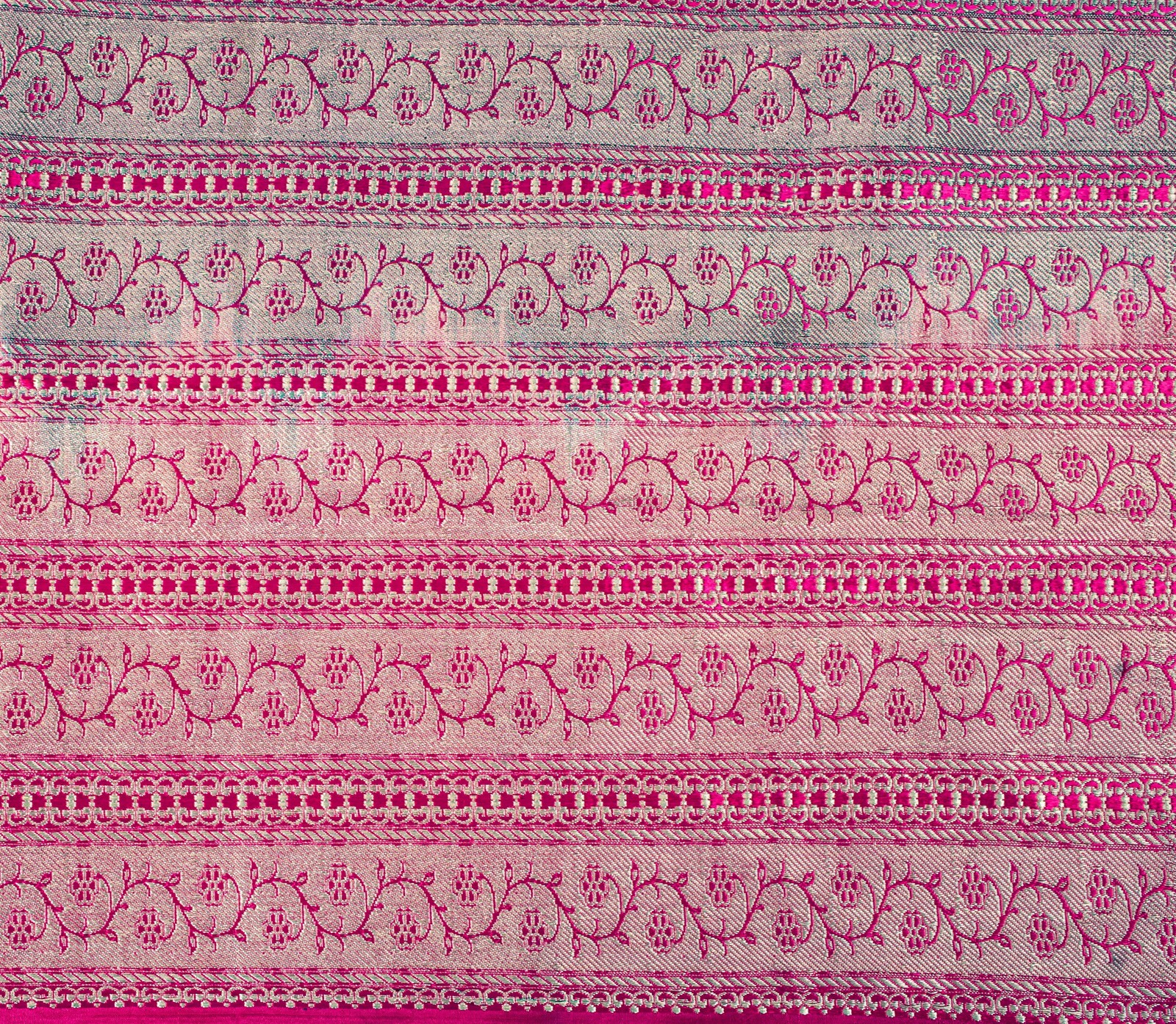 Sanskriti Vintage Green-Pink Pure Saree Banarasi Brocade Zari Hand-Woven 5+Yd