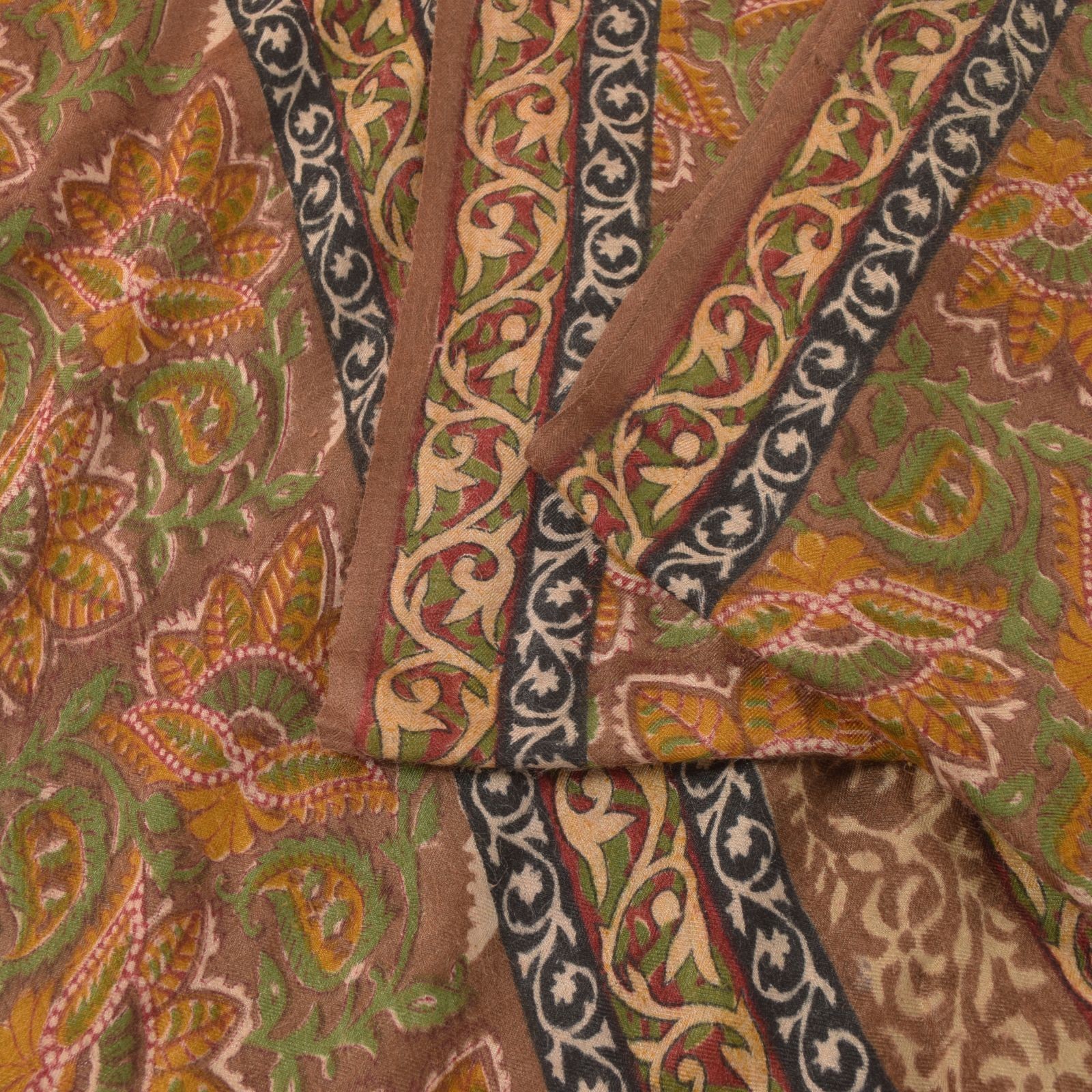 Sanskriti Vintage Soft Multicolor Pure Woolen Saree Block Printed Sari 5.5+Yd
