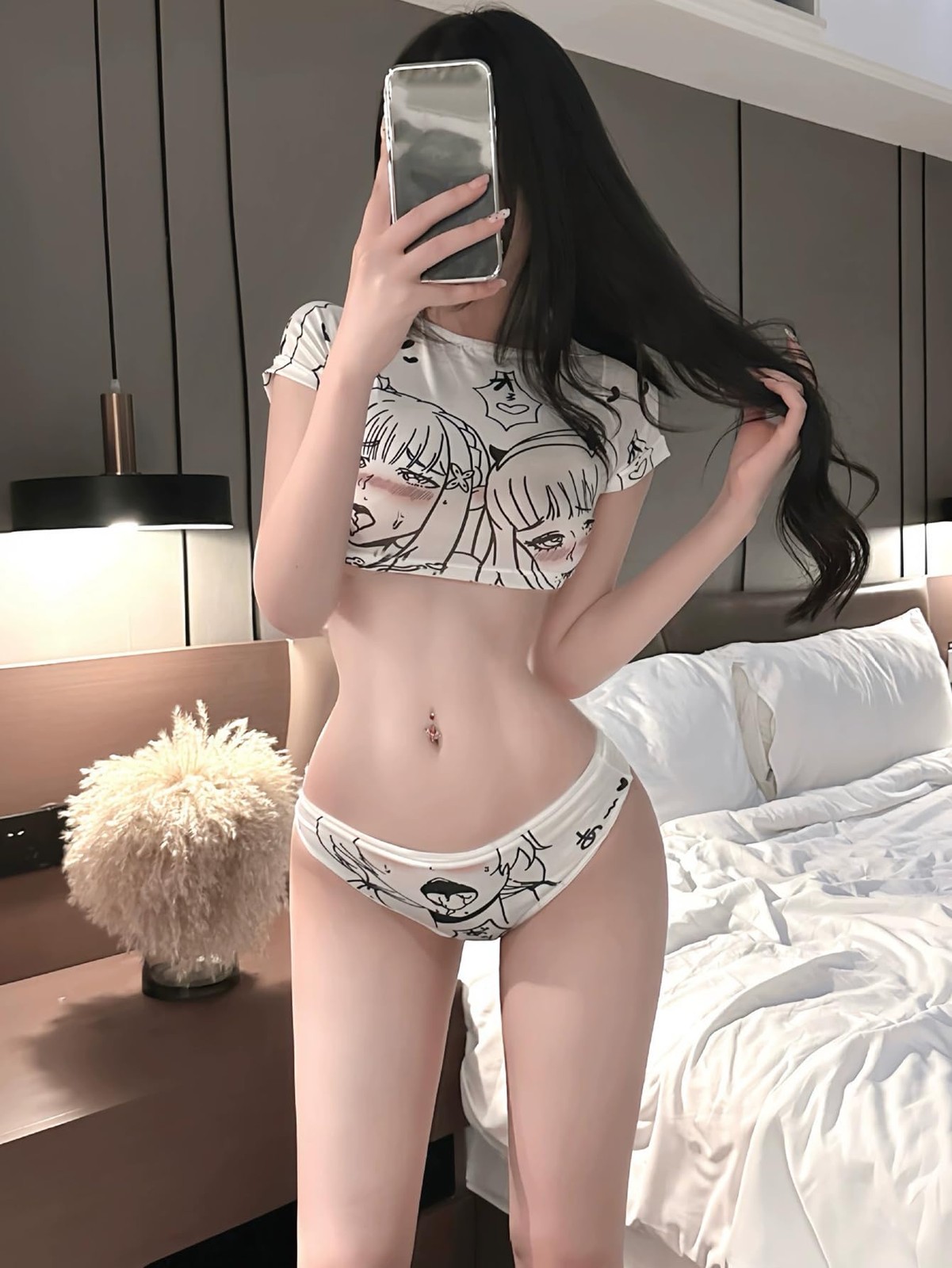 KJSUHFN Women’s Kawaii Anime Cosplay Lingerie Underwear Set One Size, White