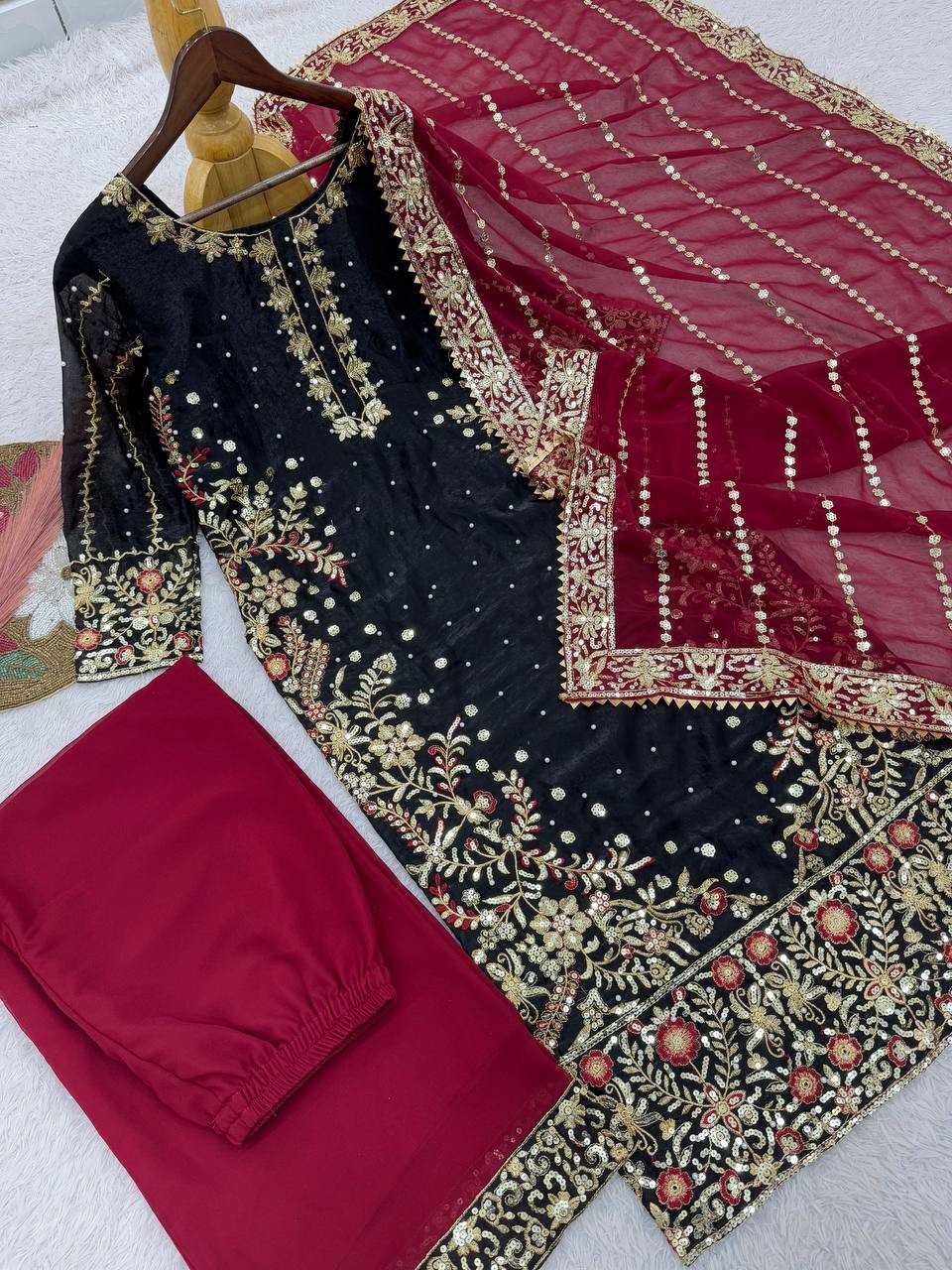 Heavy Reception Wear Heavy Fancy Micro Silk Salwar Kameez With Dupatta For Women