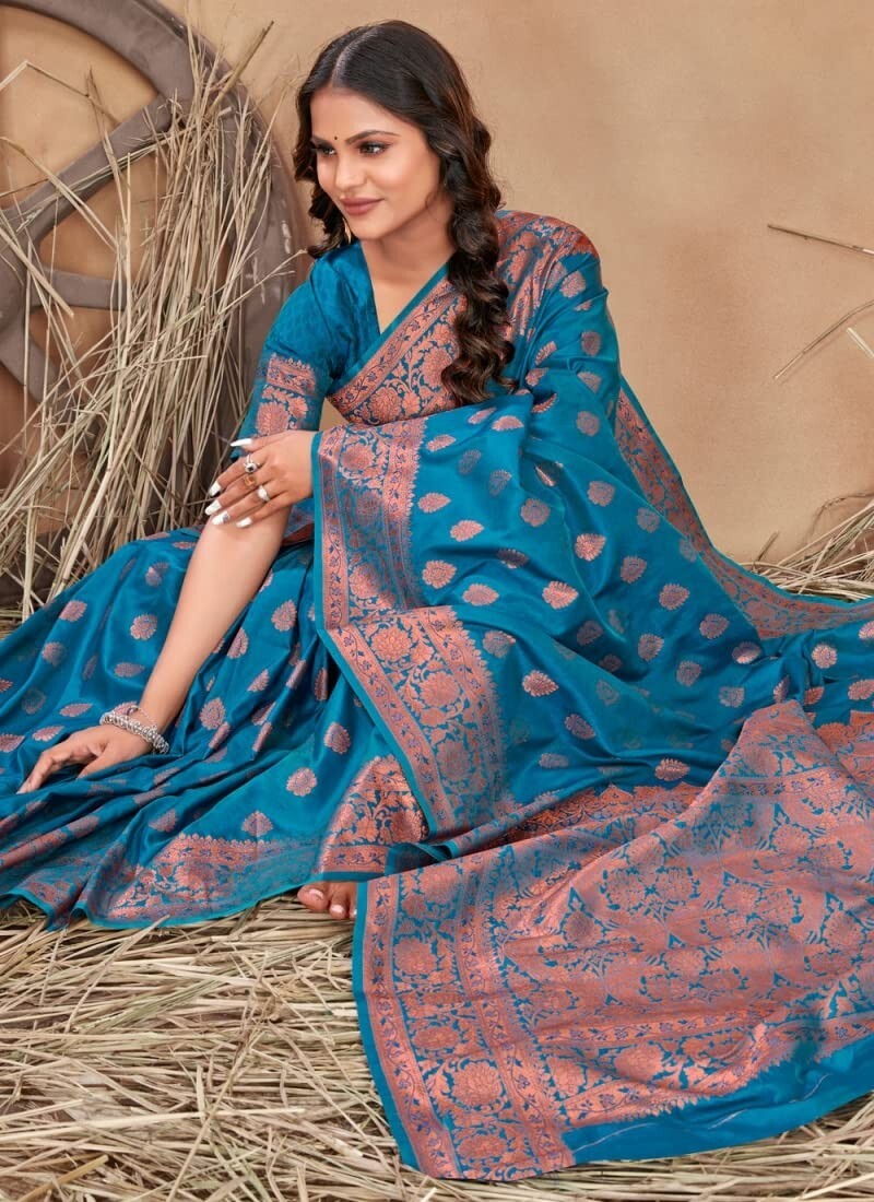 TRADITIONAL PARTY WEAR SOFT SILK INDIAN WEDDING WEAR KANJEEVARAM SAREE SARI