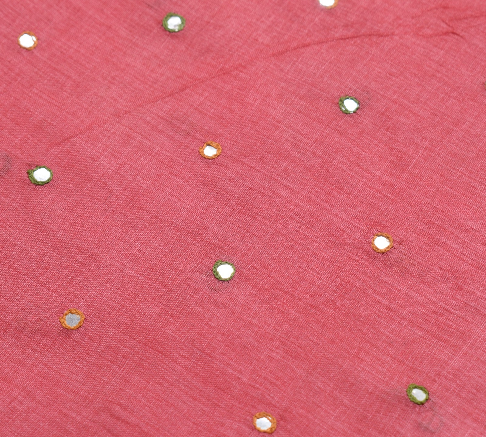 Sushila Vintage Pink Saree 100% Pure Tussar Silk Woven Mirror Work Sari Fabric