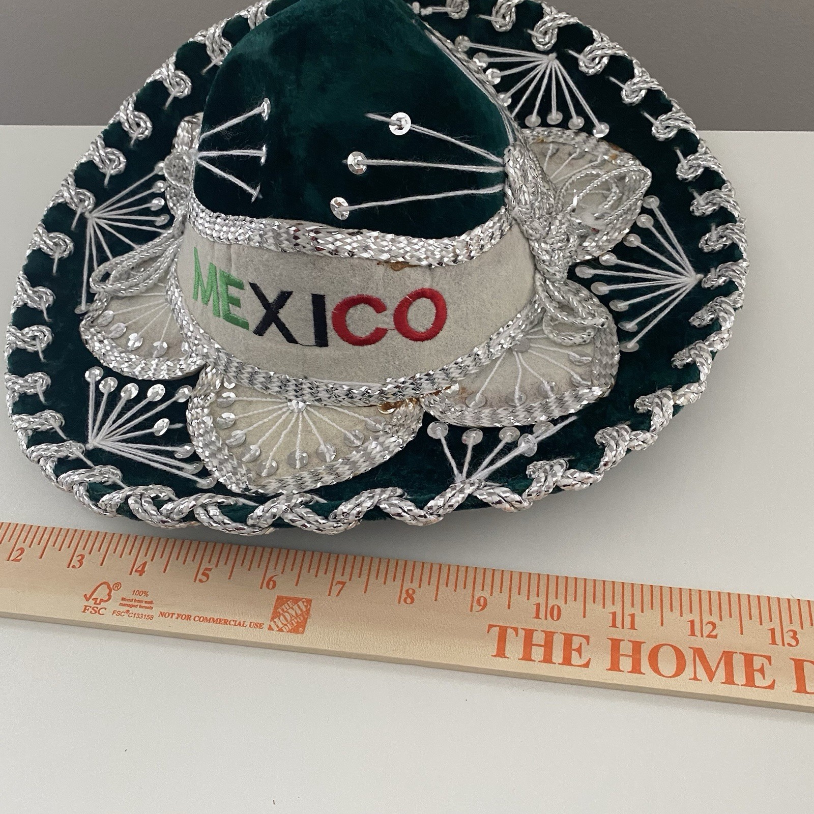 Pigalle Sombrero Charro Green Velvet Silver Embroidery Unisex Children Size P