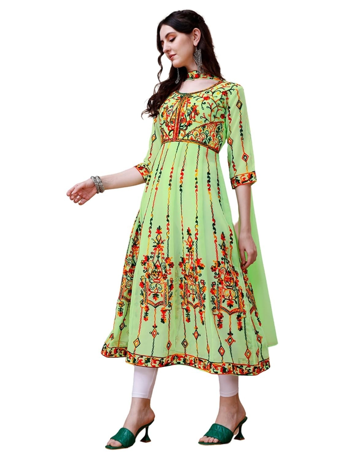 Women’s Georgette Embroidered and Sequence Work Anarkali Kurta and Dupatta Set