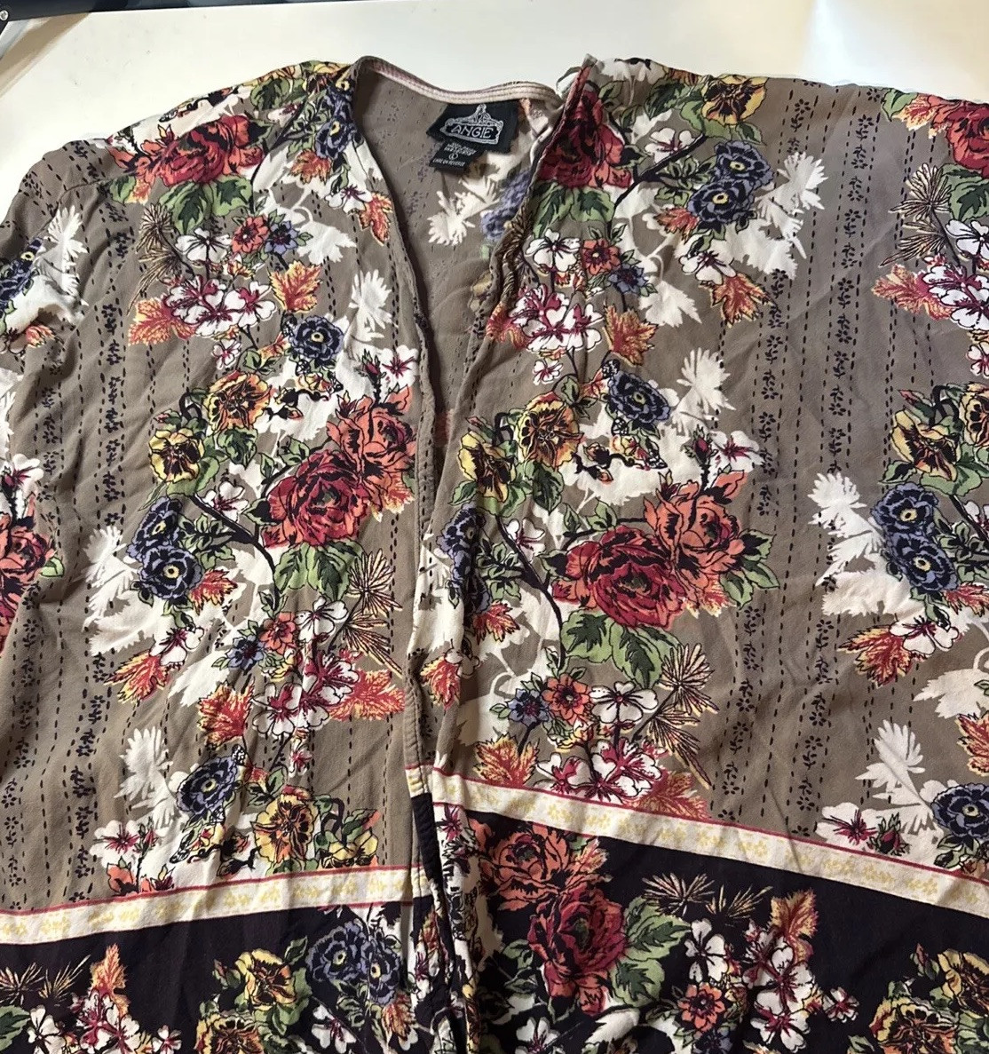 Angie Women’s Size Large Open Front Kimono Floral Light Weight