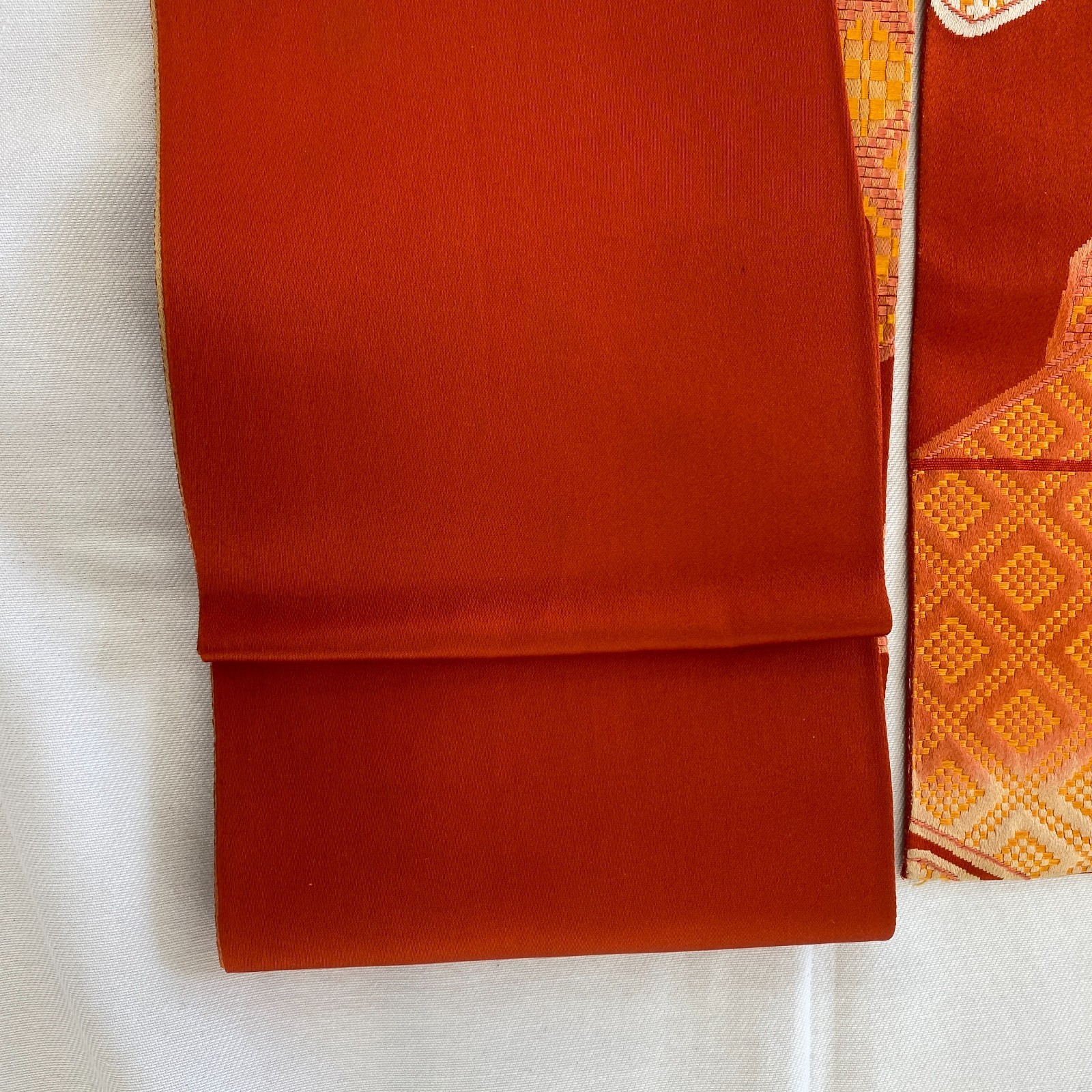 Japanese Vintage Kimono Nagoya Obi Silk Red Traditional Embroidery 139 x 11 in