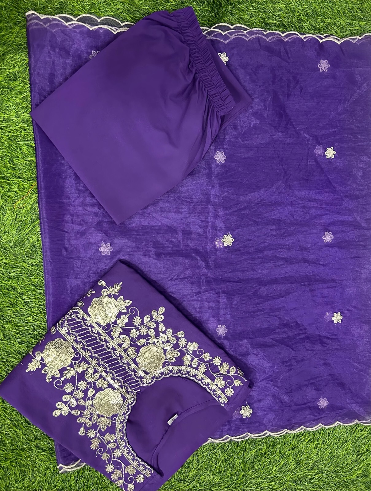 Embroidered Purple Kurta Dress for Women Floral Design