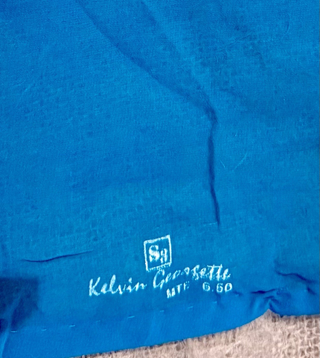 Vintage KELVIN Georgette Sari Turquoise/Fuchsia Embroidered Mukaish 48x 180″