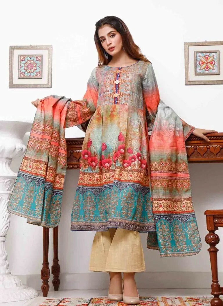 NWT ZAIBUNNISA Sizes S, XL 2PC KURTI & SHAWL Pakistan Designer Winter KHADDAR