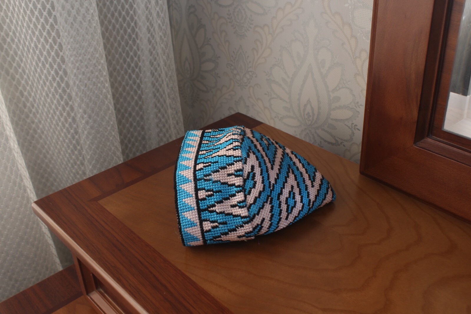 Hand embroidered skull-cap hat/24″/61 cm/Boho ethnic cap/Uzbek muslim kufi hat