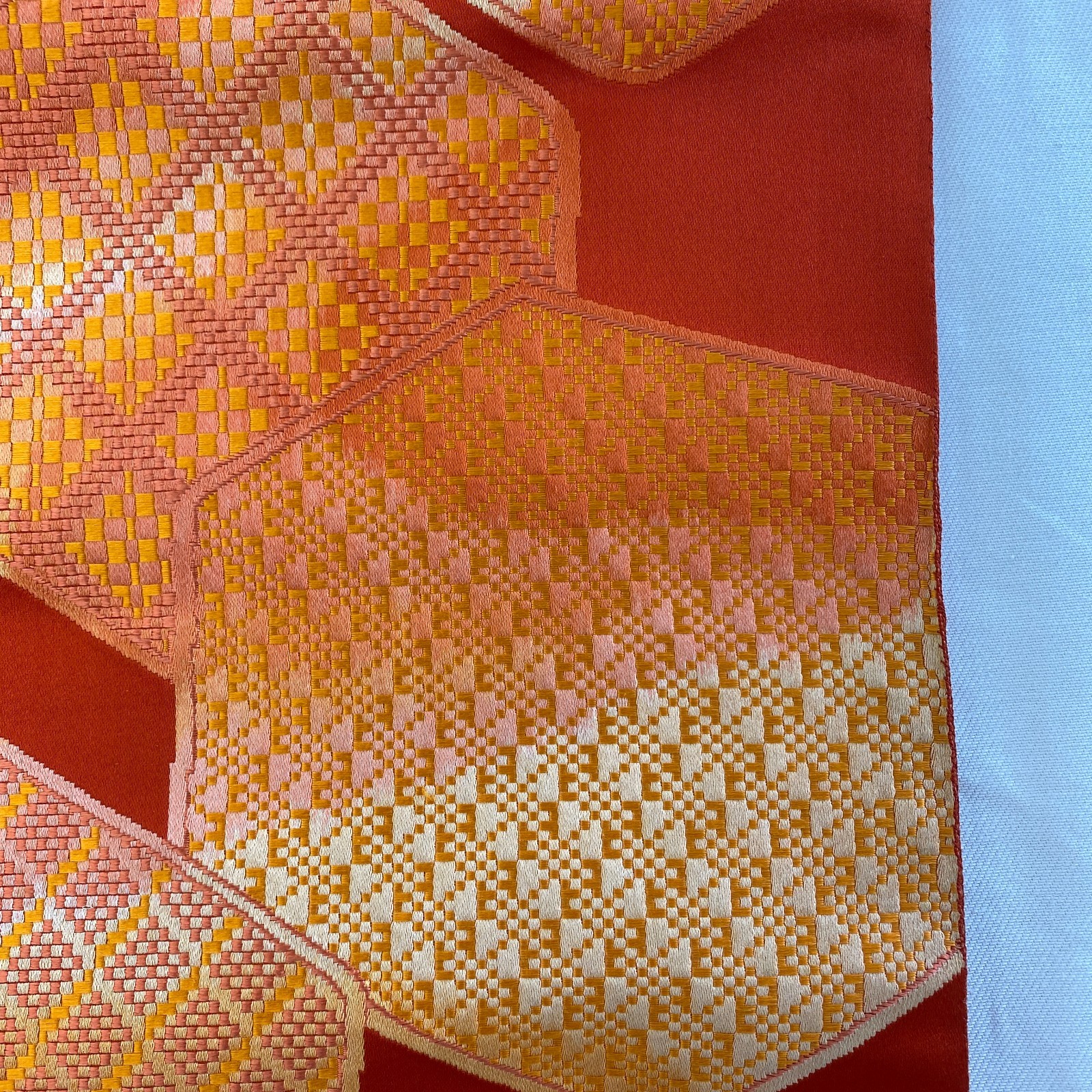Japanese Vintage Kimono Nagoya Obi Silk Red Traditional Embroidery 139 x 11 in