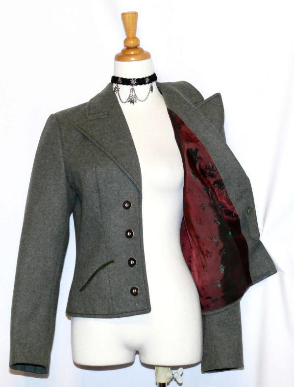 BOILED WOOL Dirndl JACKET Riding Over Coat Women German Winter SHORT / B37″ 6 S