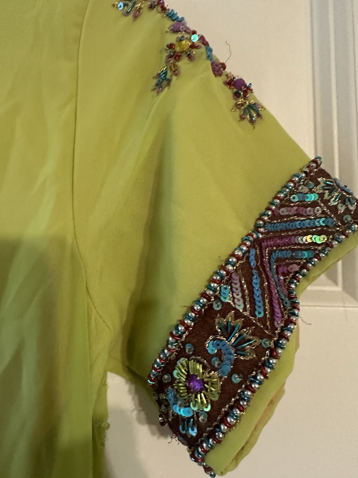Handmade punjabi Indian Pakistani 3pc Salwar Kameez Lime Green See Pics For Size
