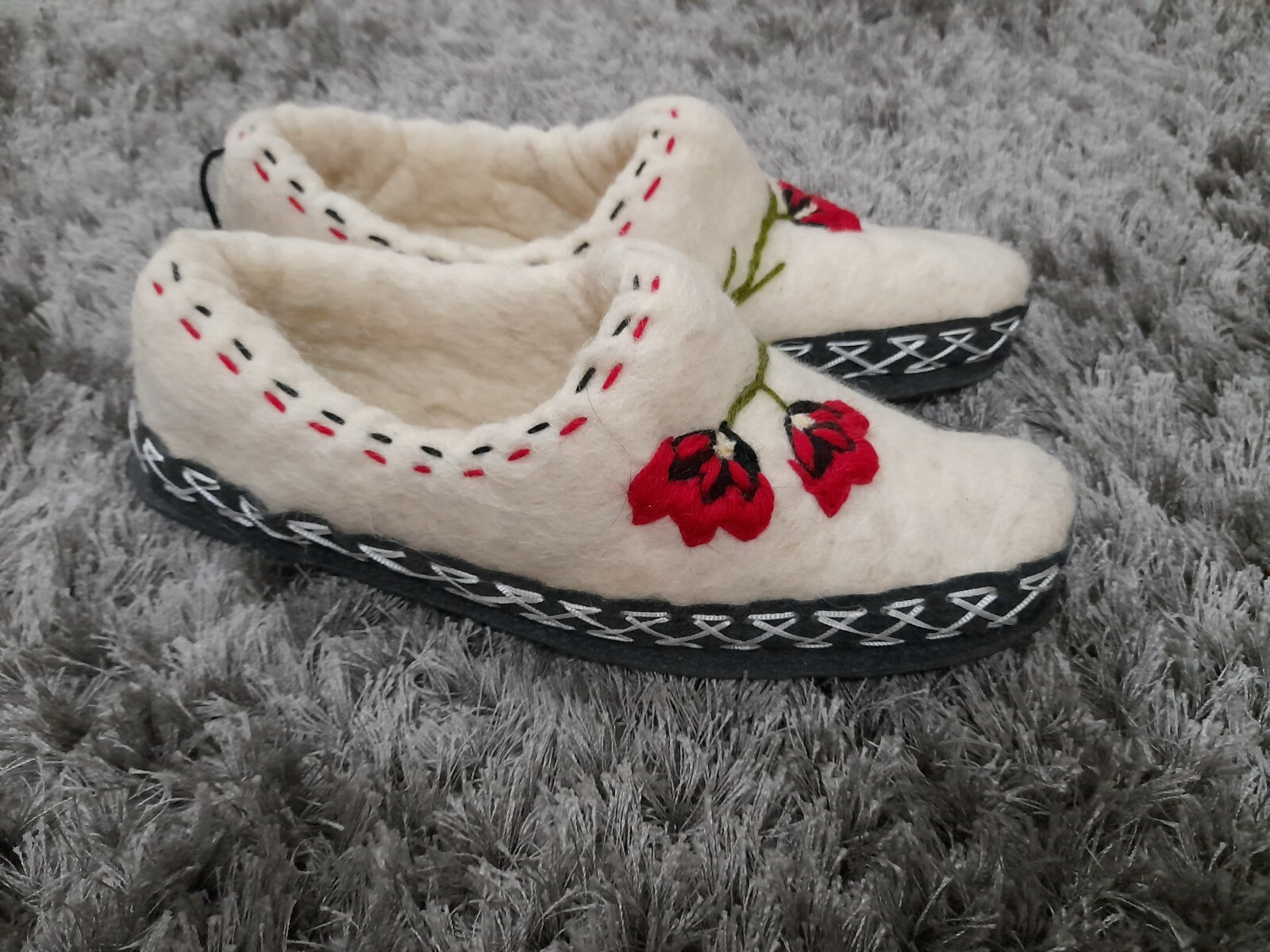 ALBANIAN HANDCRAFT WOOL BOOTEES SLIPPERS SHOES SOCKS WITH LEATHER PAPUCE NEW #6
