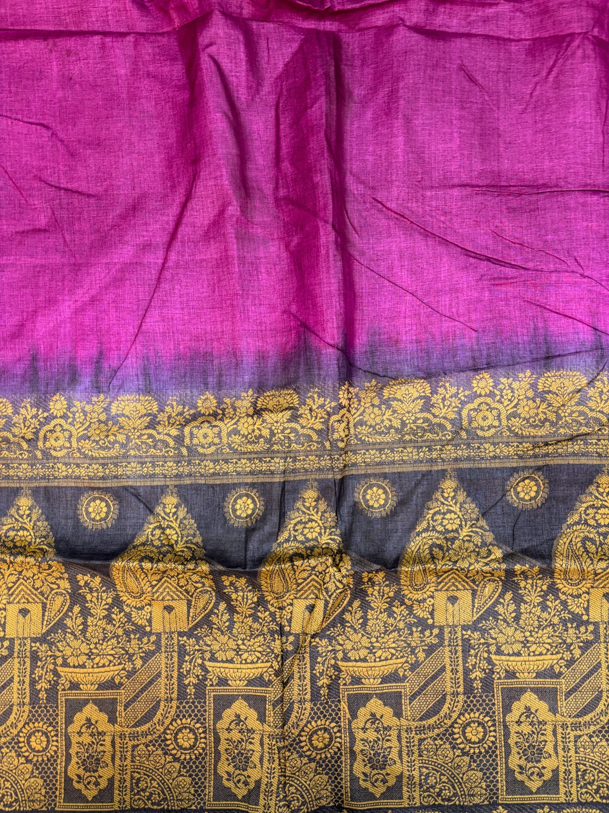 Vintage Tussar Silk Saree, Upcycled Printed Tussah Silk DIY Fabric TS1122