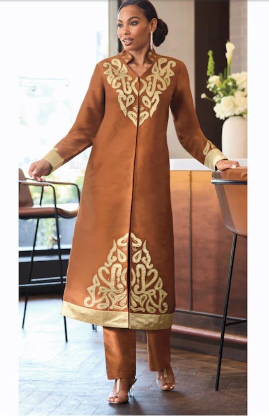 Size M Ashro Brown Gold Afrocentric Ethnic African American Pride Omri Pant Suit
