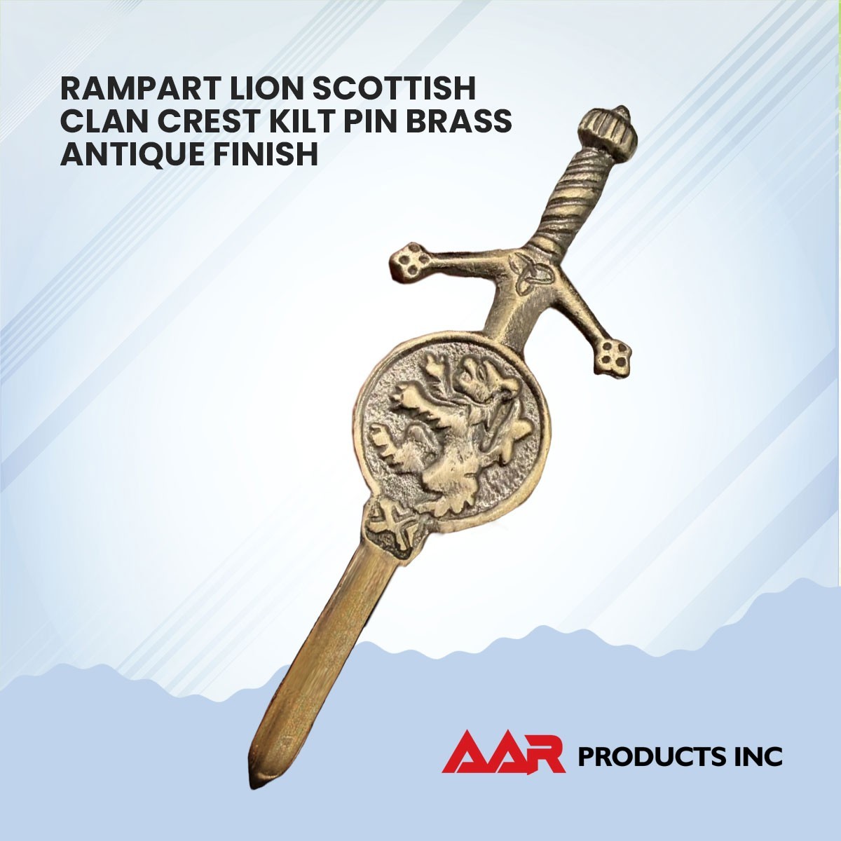Rampant Lion Kilt Pin 3.5″ Antique Finish Scottish Highland Kilt Pin with Badge