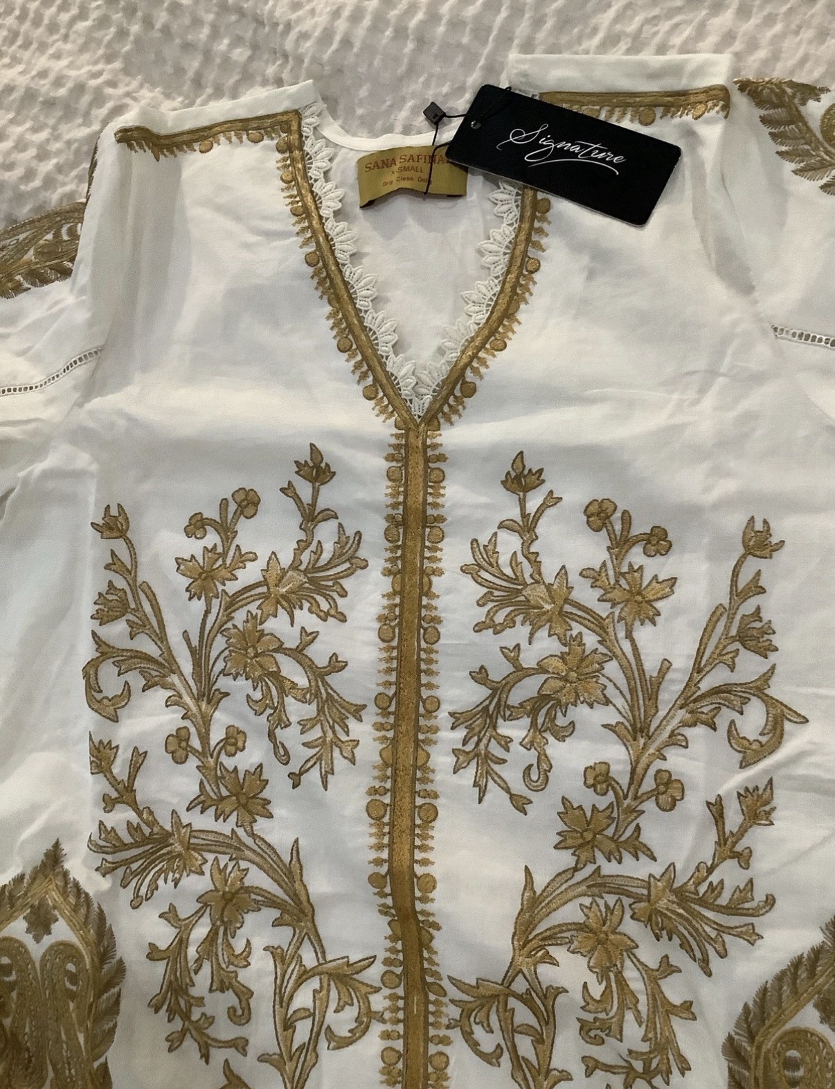 Sana Safinaz Off White Embroidered Cotton Pakistani Indian Kurti XS
