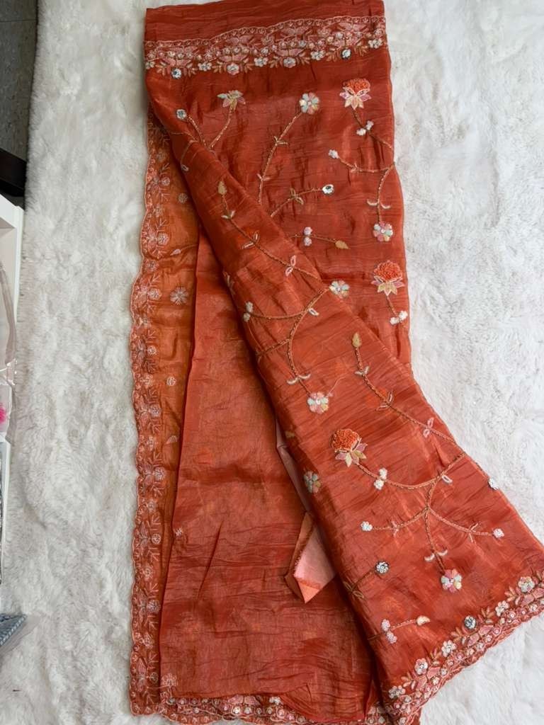 Pure tissue silk embroidery Saree