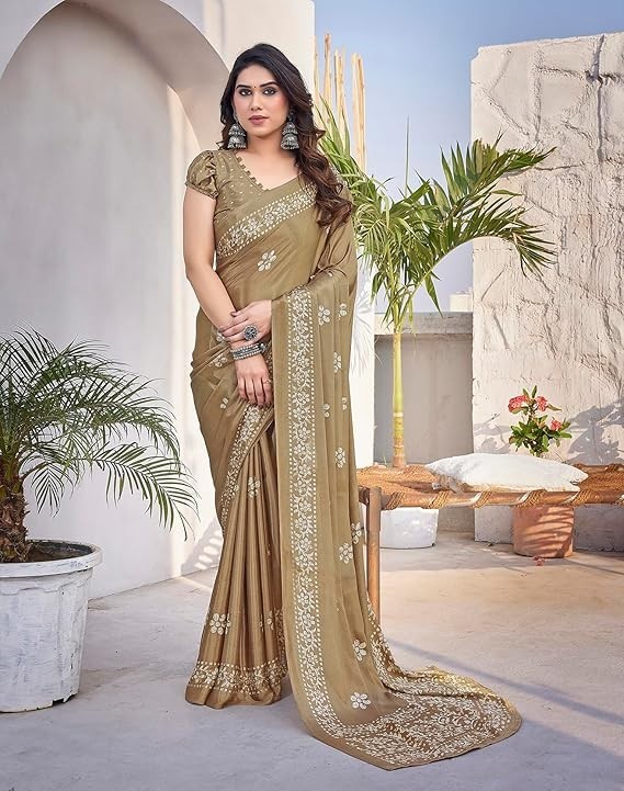 Women’s Elegant Malgudi Art Silk Saree with Blouse Material I Sarees For Woman
