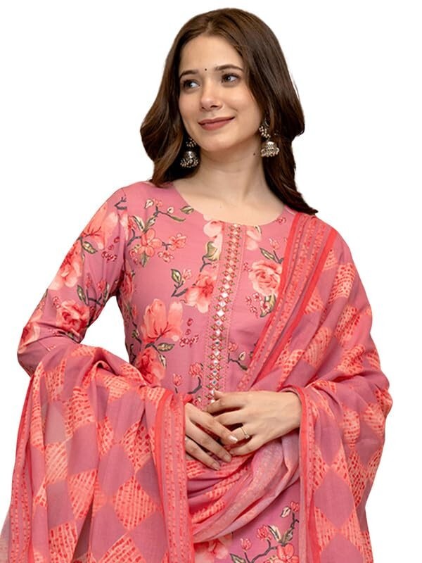 Women’s Rayon Blend Floral Straight Printed Kurta Pant With Dupatta